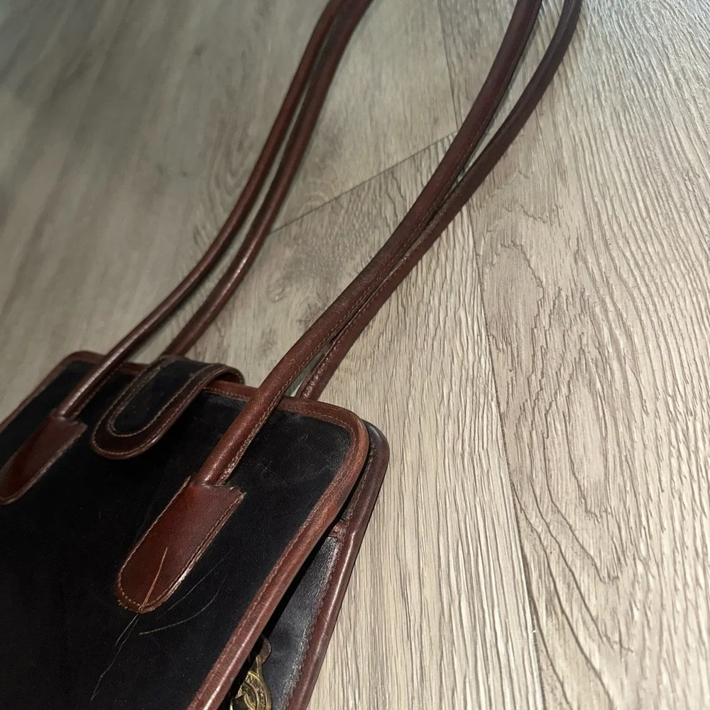 Vintage Brahmin Black Leather Shoulder Bag Tote Purse